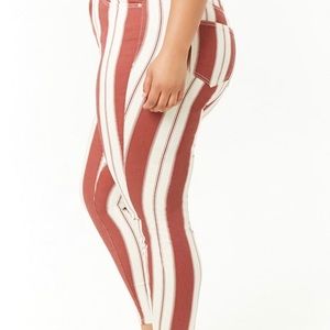 Forever 21 plus size stripped high rise jeans
